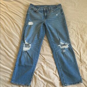 Old Navy Blue Straight Leg Distressed Denim